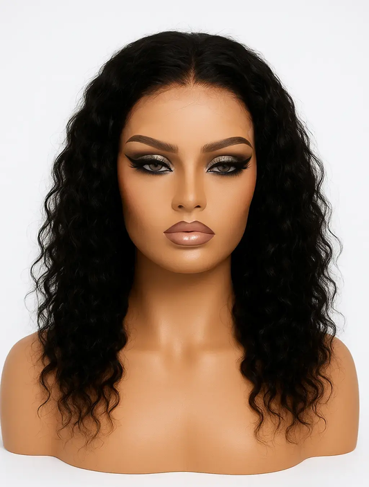 4x4 HD Deep Wave Wig – 12” (Natural Color) B Press Bundles