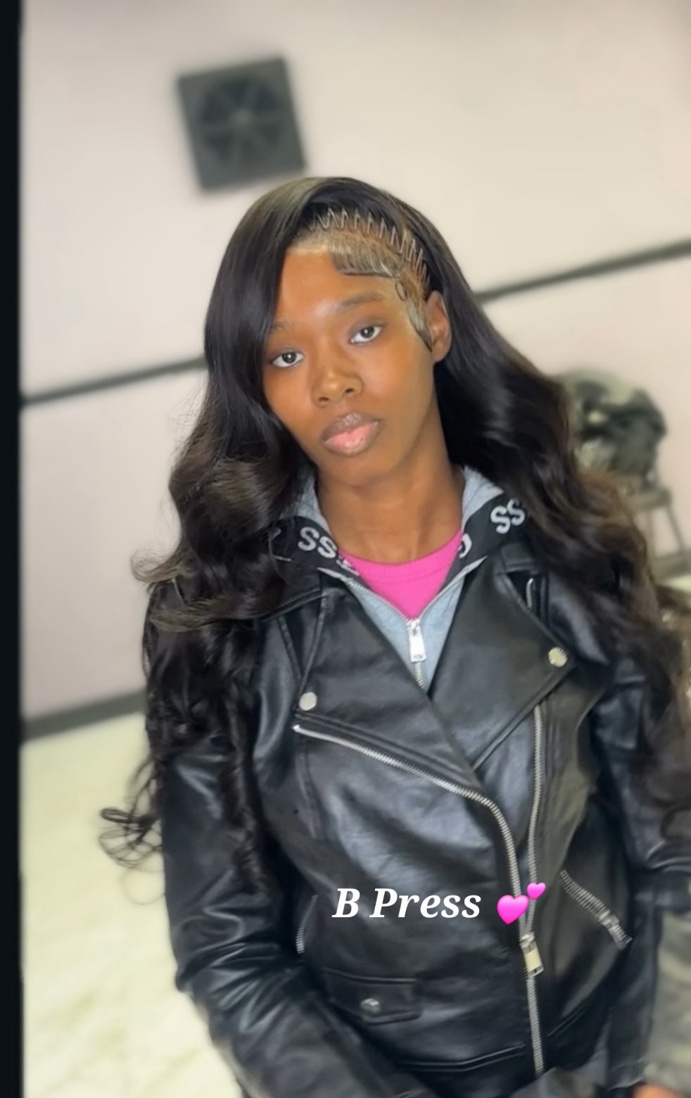natural color HD body wave lace front wig styled on customer 13x4